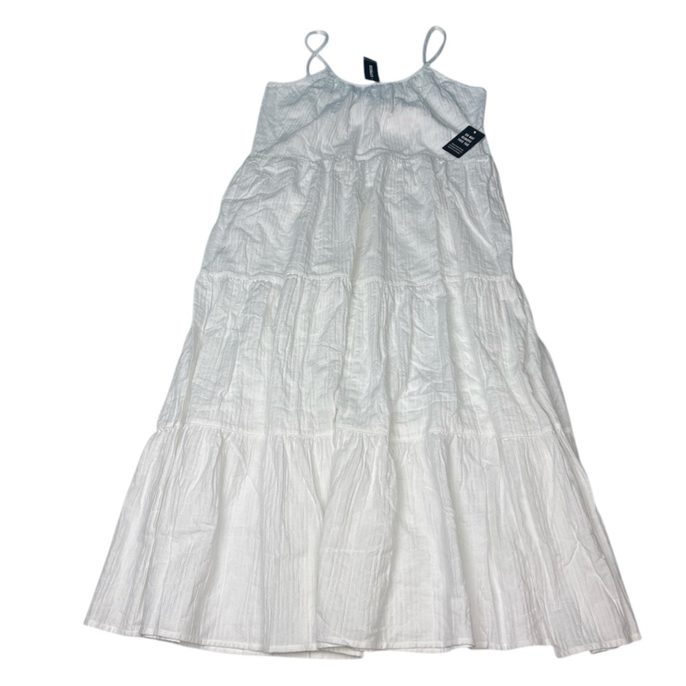 Express Women’s Small Dress White New Tags Tiered Sundress Midi Summer Lined